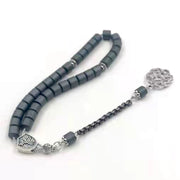 Muslim Tasbih Natural Hematite grey Matte Rosary bead 33prayer beads Islamic bracelet Ramadan gift pocket Misbaha Eid accessory