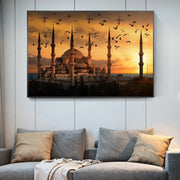 Muslim Mosque Sunset View Canvas Paintings on The Wall Art Posters Islamic Art Realistic Landscape Decorative Pictures Cuadros