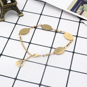 FINE4U B419 Allah Bracelet Muslim Islamic Jewelry Religious Islam Arabic God Charm Stainless Steel 3mm Beads Chain Bracelet