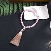 8mm Rose Quartz Islamic Muslim Tasbih 33 Bead Bracelet Men and Women Tassel Blessing Rosary Natural Semi-Precious Stone Jewelry