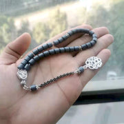Muslim Tasbih Natural Hematite grey Matte Rosary bead 33prayer beads Islamic bracelet Ramadan gift pocket Misbaha Eid accessory