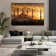 Muslim Mosque Sunset View Canvas Paintings on The Wall Art Posters Islamic Art Realistic Landscape Decorative Pictures Cuadros