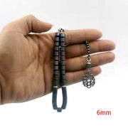Muslim Tasbih Natural Hematite grey Matte Rosary bead 33prayer beads Islamic bracelet Ramadan gift pocket Misbaha Eid accessory
