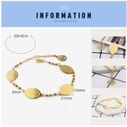 FINE4U B419 Allah Bracelet Muslim Islamic Jewelry Religious Islam Arabic God Charm Stainless Steel 3mm Beads Chain Bracelet