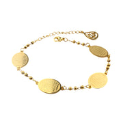 FINE4U B419 Allah Bracelet Muslim Islamic Jewelry Religious Islam Arabic God Charm Stainless Steel 3mm Beads Chain Bracelet