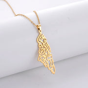 Israel Palestine Map Pendant Necklace For Women Men Arabic African Jamaica Stainless Steel Gold Color Chain Necklaces Jewelry