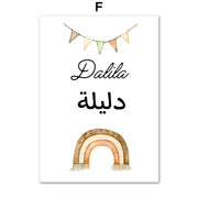 Subhan Allah Rainbow Cloud Sun Car Cartoon Islamic Wall Art Canvas Painting Posters and Prints Picture for Baby Kids Room Decor