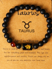 12 Zodiac Sign Virgo Leo Libra Horoscope Bracelets Women 8mm Natural Stone Beads 12 Constellation Bracelet Birthday Jewelry Gift