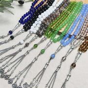 33 Glass Obsidian Prayer Beads Women Men Muslim Rosary Islamic Hajj Tasbih Tasbeeh Allah Mohammed 10mm Beaded Bracelet Jewelry