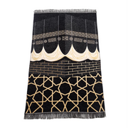 Muslim Prayer Rug Black Sajaddah Chenille Fabric Portable Pray Mat Janamaz