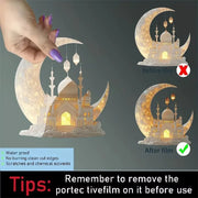 Ramadan Festival 2D Acrylic Moon Craft Ornaments Castle Church Architecture Decoration Islamic Muslim Home Party Table Gift