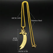 Imam Ali Zulfiqar Sword Necklace for Men Women Stainless Steel Islamic Muslim Knife Chain Jewelry collar hombre NZZZ729S01