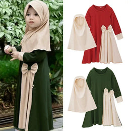 Muslim Girls Ramadan Abaya Set – 2-Piece Hijab Dress Kaftan