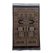 Muslim Prayer Rug Black Sajaddah Chenille Fabric Portable Pray Mat Janamaz