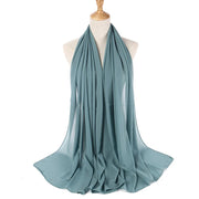 Muslim Chiffon Hijab Women Bubble Chiffon Scarf For Women Ladies Veil Muslim Islam Solid Color Malaysia Musulman Wrap Scarves