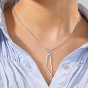 Amaxer Israel Palestine Country Map Stainless Steel Pendant Necklace For Men Women Arabic Choker Amulet Jewelry Gift