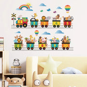 Cute Arabic Numeral Animals Train Wall Stickers for Kids room Children Bedroom Nursery Home Decor Kindergarten PVC Wall Decals