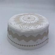 Men’s Islamic Prayer Hat – Cotton Embroidered Kufi Cap for Ramadan & Eid