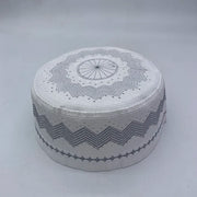 Men’s Islamic Prayer Hat – Cotton Embroidered Kufi Cap for Ramadan & Eid