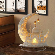Ramadan Festival 2D Acrylic Moon Craft Ornaments Castle Church Architecture Decoration Islamic Muslim Home Party Table Gift