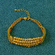 Nigeria Wedding Jewelry Bracelet 21k Gold Plated Muslim Multi Layer Beads Opening Bangles Dubai Women Bridal Vintage Jewelrys