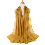 Muslim Chiffon Hijab Women Bubble Chiffon Scarf For Women Ladies Veil Muslim Islam Solid Color Malaysia Musulman Wrap Scarves