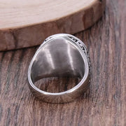 Punk Hip Hop Sword Zulfakra Imam Ali Islamic Men's Ring Printed Stainless Steel Ring Sizes 8-12