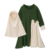 Muslim Girls Ramadan Abaya Set – 2-Piece Hijab Dress Kaftan