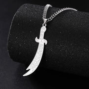Dawapara Muslim Islamic Necklace Arabic Calligraphy Imam Ali Zulfiqar Sword Pendant Stainless Steel Men Jewelry