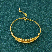 Nigeria Wedding Jewelry Bracelet 21k Gold Plated Muslim Multi Layer Beads Opening Bangles Dubai Women Bridal Vintage Jewelrys