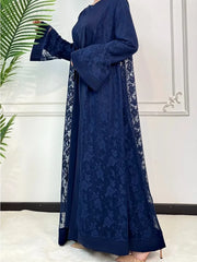 Ramadan Eid Abaya Set – 2-Piece Lace Kaftan Dress for Women, Dubai Style