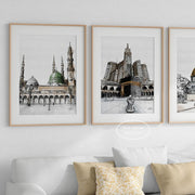 Islamic Landmarks Wall Art Poster Kaaba Mecca Dome of The Rock Masjid Nabawi Islamic Canvas Painting Art Nordic Home Decor Gifts
