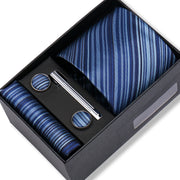 Wedding Gift Tie Wholesale New Style Pocket Squares Set Cufflinks Tie Clip Necktie Box Men Fit Wedding Blue Paisley Black Boxs