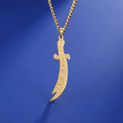 Dawapara Muslim Islamic Necklace Arabic Calligraphy Imam Ali Zulfiqar Sword Pendant Stainless Steel Men Jewelry