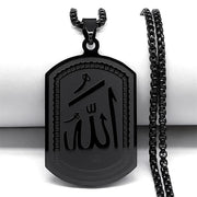 Islamic Arab Allah Blessing God Pendant Necklaces for Men/Women Stainless Steel Black Color Arabic Islam Chain Necklace Jewelry