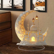 Ramadan Festival 2D Acrylic Moon Craft Ornaments Castle Church Architecture Decoration Islamic Muslim Home Party Table Gift