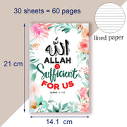 A5 Notebook Note Book - Islamic Quote Quran 3 173 - Allah is Sufficient For Us - Muslim Faith Journal Diary Women Girls Gifts