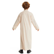 Muslim Boys Summer Thin Style Fashion Stand-up Collar Kids Robes Islamic Folk Costumes Long Dress Ramadan Jubba Prayer Thobe