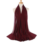 Muslim Chiffon Hijab Women Bubble Chiffon Scarf For Women Ladies Veil Muslim Islam Solid Color Malaysia Musulman Wrap Scarves