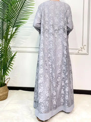 Ramadan Eid Abaya Set – 2-Piece Lace Kaftan Dress for Women, Dubai Style