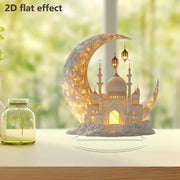 Ramadan Festival 2D Acrylic Moon Craft Ornaments Castle Church Architecture Decoration Islamic Muslim Home Party Table Gift