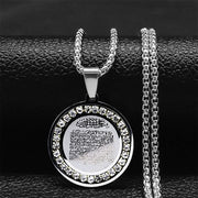 Muslim Islamic Religious Stainless Steel Crystal Necklace Women Islam Quran Allah Pendant Necklaces Arabic Jewelry bijoux arabe