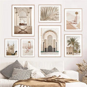 Canvas Painting Modern Moroccan Scenery Picture Wall Art Quote Islam Style Poster and Print for Home Living Room Wall Decor