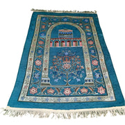 Chenille Fabric Muslims Prayer Mat Kaaba Pattern Worship Blanket Kneeling Floor Mats Arabic Prayer Rugs Pilgrimage Ramadan Gifts