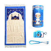 Children Prayer Mat With Toy Camera and Muslim Tasbih Islamic Prayer Rug with Gift Box