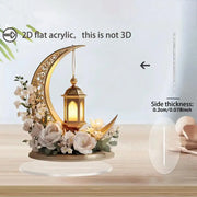 Ramadan Festival 2D Acrylic Moon Craft Ornaments Castle Church Architecture Decoration Islamic Muslim Home Party Table Gift