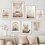 Canvas Painting Modern Moroccan Scenery Picture Wall Art Quote Islam Style Poster and Print for Home Living Room Wall Decor