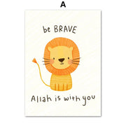 Islamic Lion Alphabet Posters  Quran Wall Art Canvas Prints  Muslim Educational Decor for Childrens Room