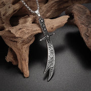 Stainless Steel Islamic Imam Ali Zulfiqar Sword Pendant Necklace Quran Pendant Shia Islamic Jewelry for Men and Women
