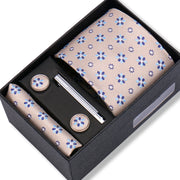 Wedding Gift Tie Wholesale New Style Pocket Squares Set Cufflinks Tie Clip Necktie Box Men Fit Wedding Blue Paisley Black Boxs